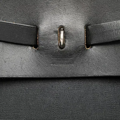 Pre-owned Hermes Her Bag Black Toile Officier Leather Handbag ()