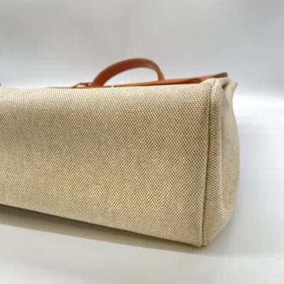 Pre-owned Hermes Her Bag Beige Ivory Canvas Shoulder Bag () In Multi