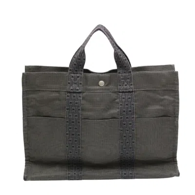 Pre-owned Hermes Her Line Gray Canvas Tote Bag ()