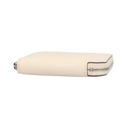 Pre-owned Hermes Light Beige White Epsom Leather Coin Purse/coin Case ()