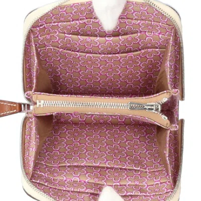 Pre-owned Hermes Light Beige White Epsom Leather Coin Purse/coin Case ()