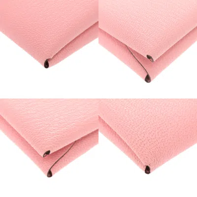 Pre-owned Hermes Rose Sakura Leather Coin Purse/coin Case () In Pink