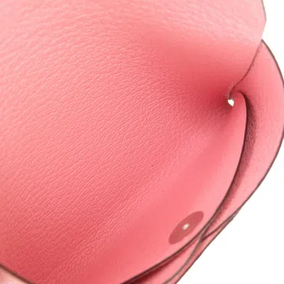 Pre-owned Hermes Rose Sakura Leather Coin Purse/coin Case () In Pink