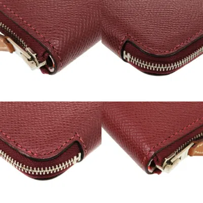 Pre-owned Hermes Rouge H Epsom Leather Silk Long Wallet (bi-fold) () In Red