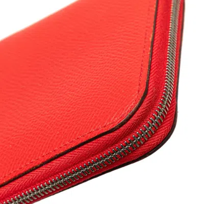 Pre-owned Hermes Silk'in Red Color Epsom Leather Wallet (bi-fold) ()