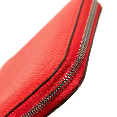 Pre-owned Hermes Silk'in Red Color Epsom Leather Wallet (bi-fold) ()