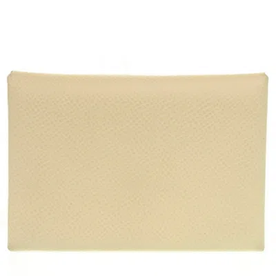 Pre-owned Hermes White Epsom Leather Coin Purse/coin Case ()