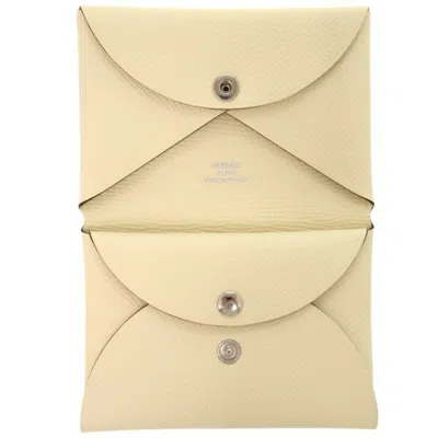 Pre-owned Hermes White Epsom Leather Coin Purse/coin Case ()