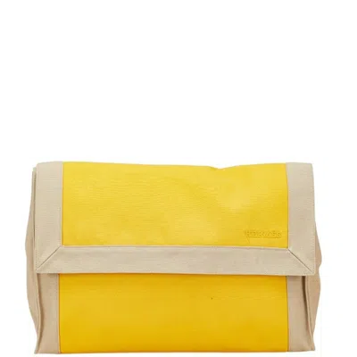 Pre-owned Hermes Yellow Canvas Clutch Bag ()