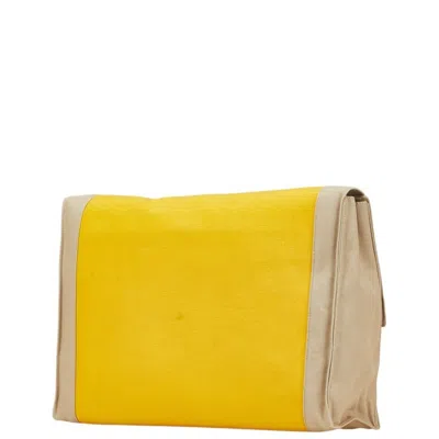 Pre-owned Hermes Yellow Canvas Clutch Bag ()