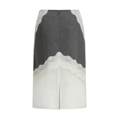 Jil Sander Gray Polyester Midi Skirt In Gray
