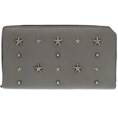 Pre-owned Jimmy Choo Gray Leather Long Wallet (bi-fold) ()