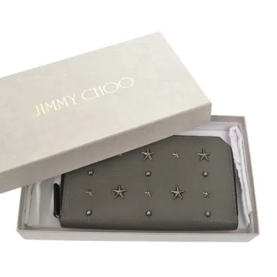 Pre-owned Jimmy Choo Gray Leather Long Wallet (bi-fold) ()