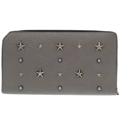 Pre-owned Jimmy Choo Gray Leather Long Wallet (bi-fold) ()