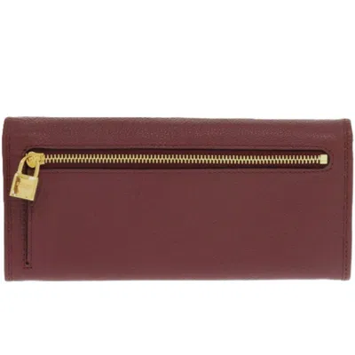 Pre-owned Loewe Bordeaux Red Color Leather Coin Purse/coin Case () In Burgundy