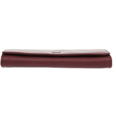 Pre-owned Loewe Bordeaux Red Color Leather Coin Purse/coin Case () In Burgundy