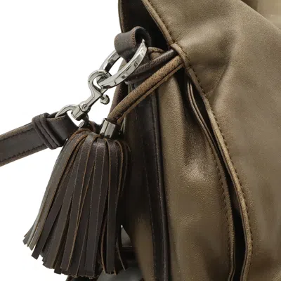 Pre-owned Loewe Bronze Khaki Metallic Leather Pochette Shoulder Bag ()