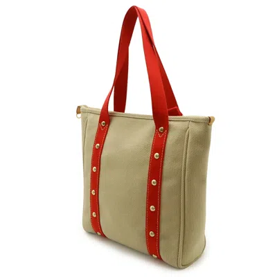 Pre-owned Louis Vuitton Beige Red Color Canvas Shoulder Bag Tote Bag () In Multi