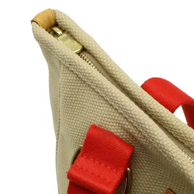 Pre-owned Louis Vuitton Beige Red Color Canvas Shoulder Bag Tote Bag () In Multi