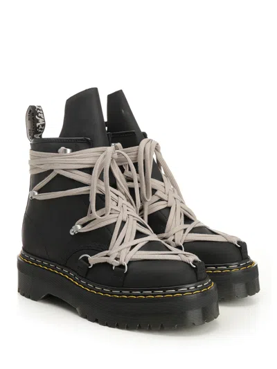 Dr. Martens X Rick Owens 1460 Quad Sole Megalace Combat Boots In Black
