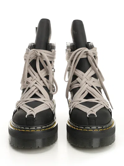 Dr. Martens X Rick Owens 1460 Quad Sole Megalace Combat Boots In Black