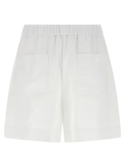 Brunello Cucinelli Elastic Waist Pleated Shorts With Back Pockets In White