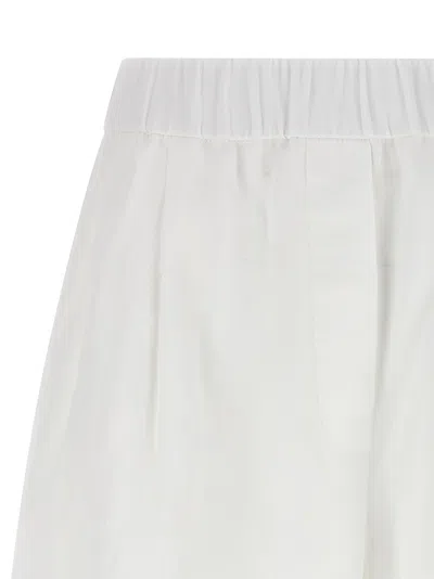 Brunello Cucinelli Elastic Waist Pleated Shorts With Back Pockets In White