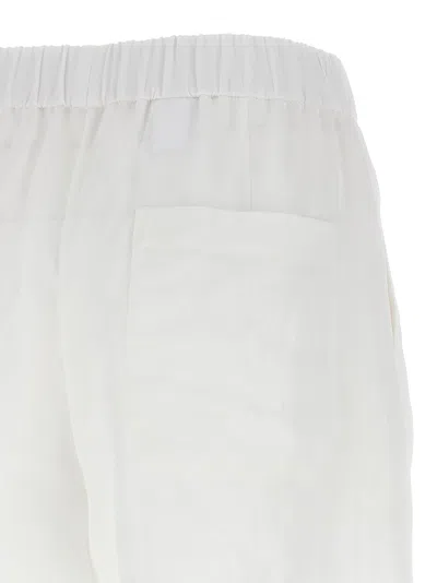 Brunello Cucinelli Elastic Waist Pleated Shorts With Back Pockets In White