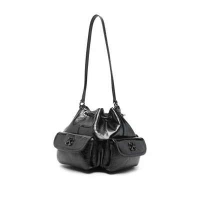 Off-white Chain Strap Bucket Bag Pockets In Black