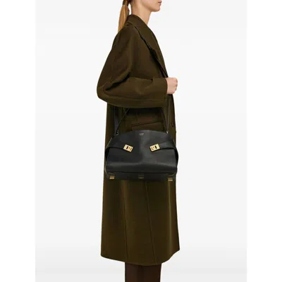 Ferragamo Structured Handbag With Fold-over Design And Gold-tone Hardware
