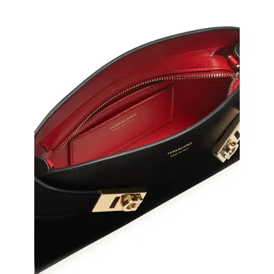 Ferragamo Small Structured Shoulder Bag With Adjustable Strap In Orange