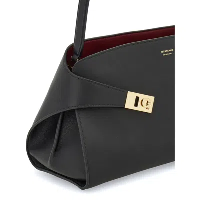 Ferragamo Structured Handbag With Fold-over Design And Gold-tone Hardware