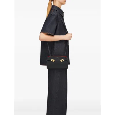 Ferragamo Small Structured Shoulder Bag With Adjustable Strap In Orange