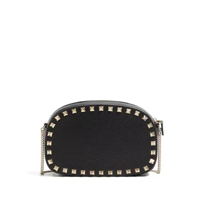 Valentino Garavani Valentino Rockstud Mini Grainy Leather Crossbody In Black
