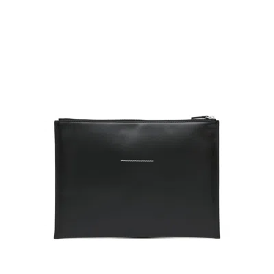 Mm6 Maison Margiela Leather Clutch Bags In Black