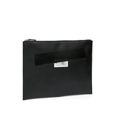 Mm6 Maison Margiela Leather Clutch Bags In Black