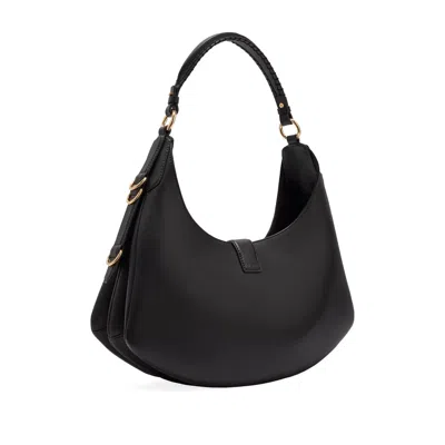 Ganni Kat Small Black Leather Shoulder Bag  In Black