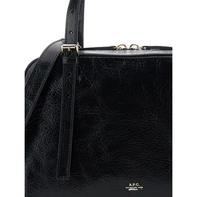 Apc Virginie Black Shoulder Bag With Removable Shoulder Strap And Front Logo In Leather Woman