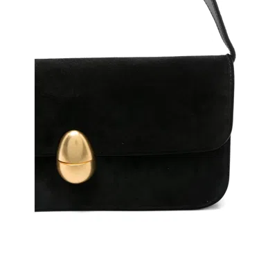 Neous Clasp-fastening Suede Shoulder Bag In Black