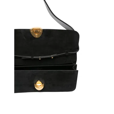 Neous Clasp-fastening Suede Shoulder Bag In Black