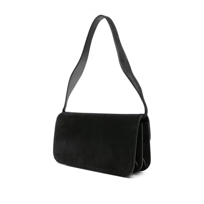 Neous Clasp-fastening Suede Shoulder Bag In Black
