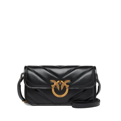 Pinko Small Love Bag Box Crossbody Bag In Napa In Black