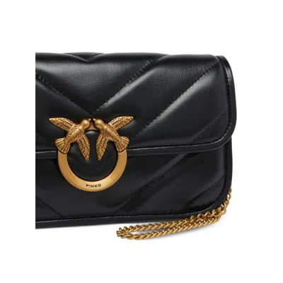 Pinko Small Love Bag Box Crossbody Bag In Napa In Black