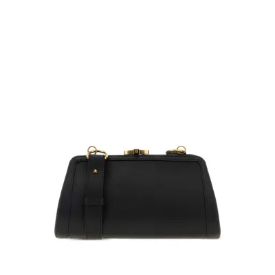 Vivienne Westwood 'ascot' Black Shoulder Bag With Removable Shoulder Strap And Buckle Detail In Leather Woman In Black