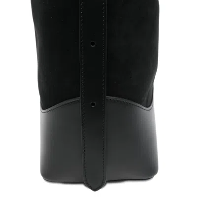 Elleme Large Loop Suede Leather Shoulder Bag In Black