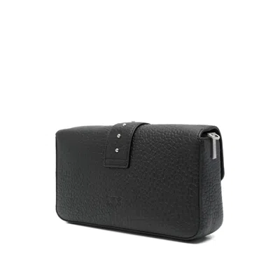 Pinko Edium Classic Love Slouchy Leather Bag In Black