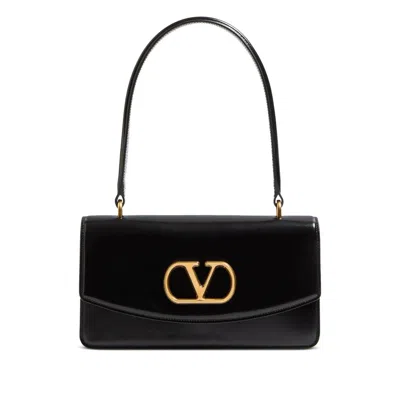 Valentino Garavani Vain Vlogo Leather Top-handle Bag In Black