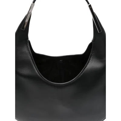 Savette The Small Florence Hobo In Smooth Calf Leather In Black