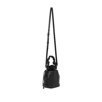 Ganni Mini Bou Leather Bucket Bag In Black