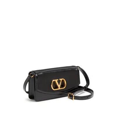 Valentino Garavani Vain Small Vlogo Leather Clutch Bag In Black